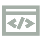 Icon of a browser window with angled brackets, representing coding. The window is shown in light gray on a green background, symbolizing web development or programming—perfect for a digital marketing company that prioritizes cutting-edge technology and SEO services.
