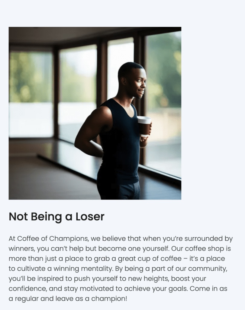example of a terrible AI website builder
